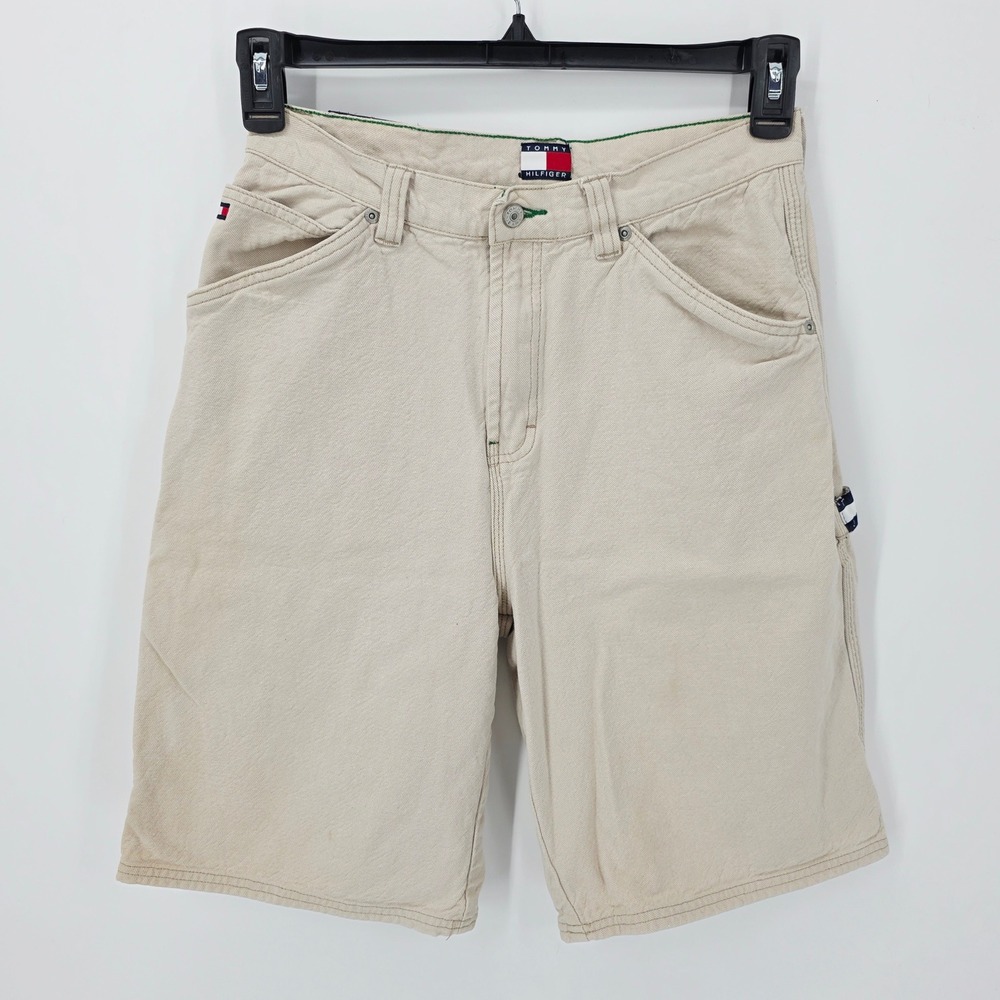Tommy Hilfiger Carpenter Shorts Kids Boys‎ Beige Tan Cotton Size 20 Vintage 90's